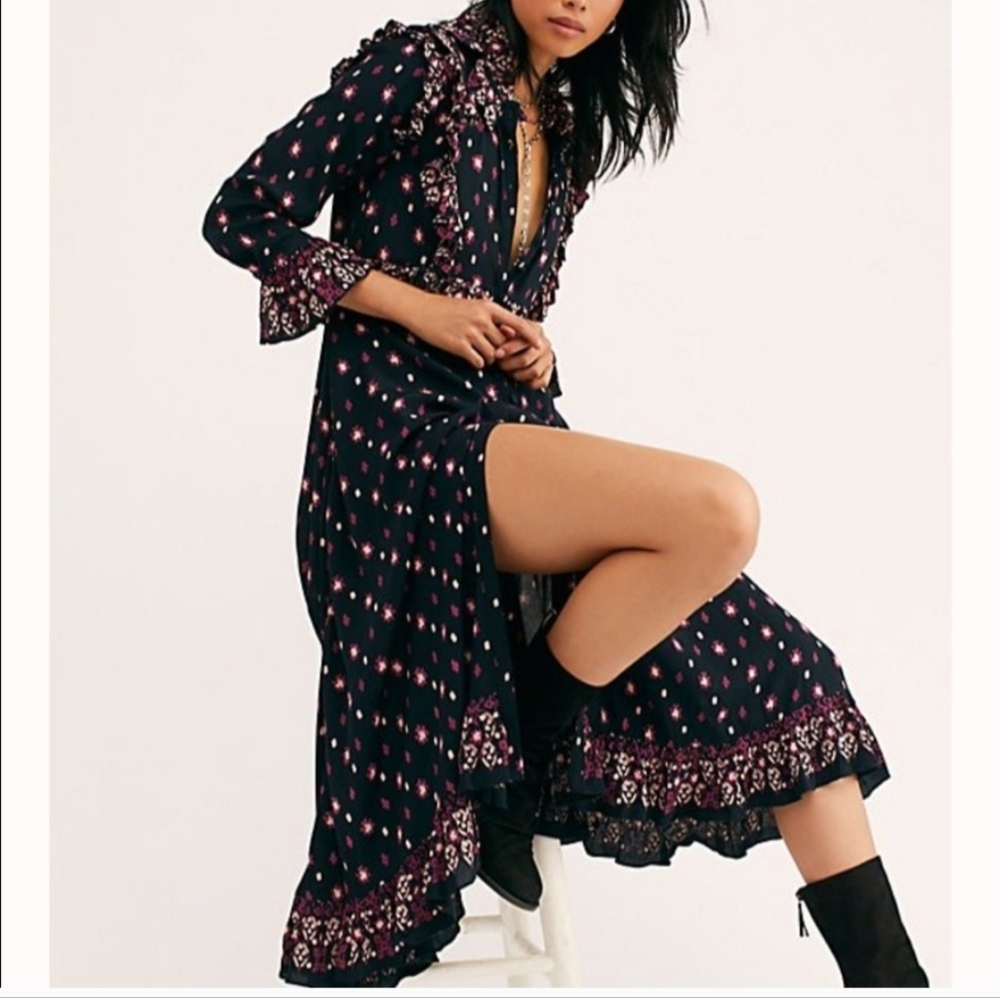 FP Movement by Free People Navy and Pink Maxi Dress